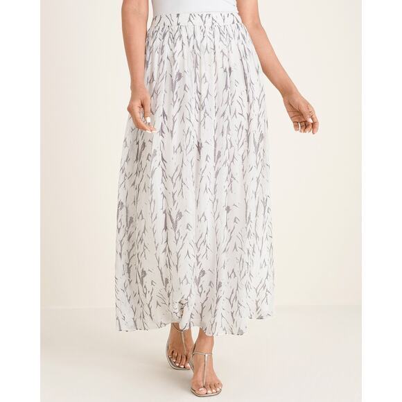 Chico's Dresses & Skirts - CHICO'S White Gathered-Texture Chevron Print Maxi Skirt‎ Size 8